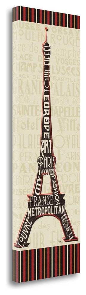 "Paris City Words I Border" By Pela Studio, Giclee Print on Gallery Wrap Canvas