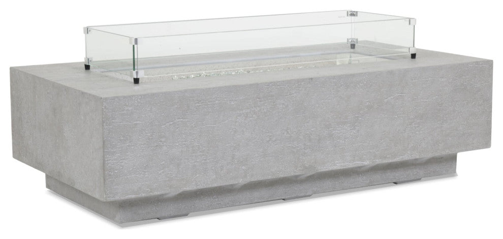 Bazaar Gravelstone Glass Surround Rectangular Outdoor Fire Table
