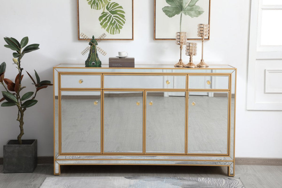 Rosie 60" Mirrored Credenza, Gold