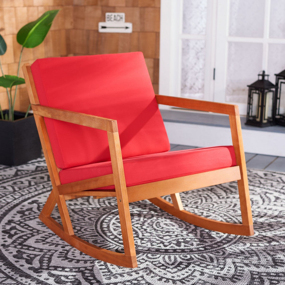 Safavieh Outdoor Vernon Rocking Chair Natural/Red