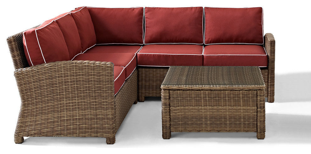 Bradenton 4-Piece Outdoor Wicker Seating Set With Sangria Cushions