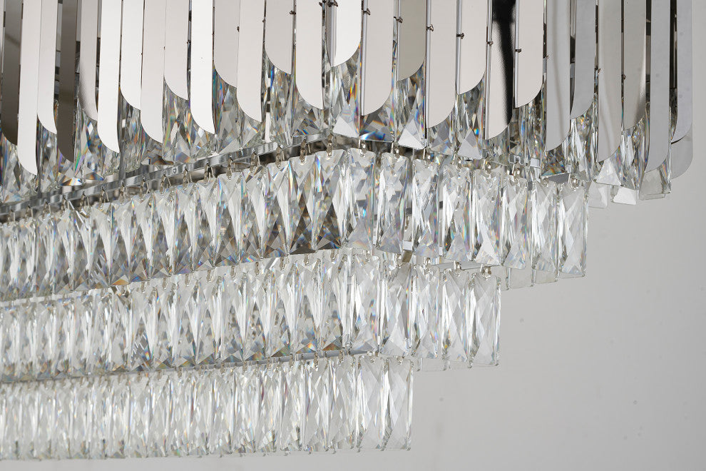 14-Light Chrome Stainless Steel Chandelier With Clear Crystal