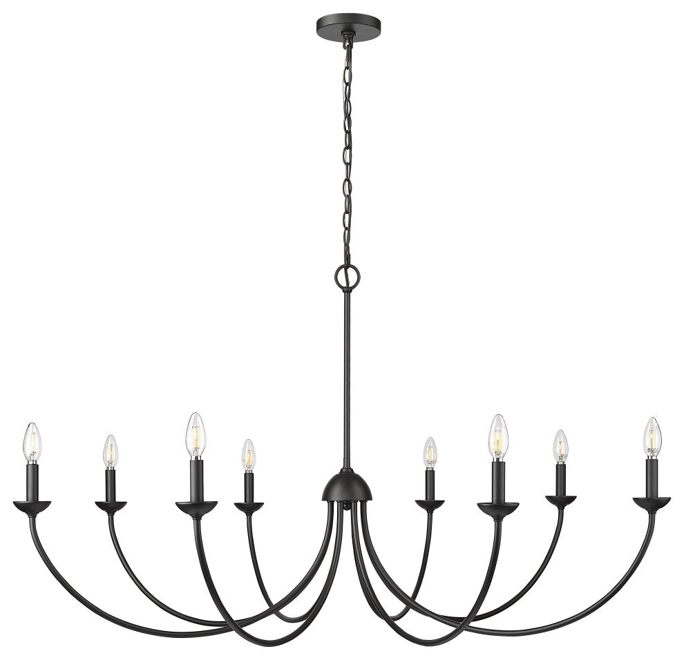 8 Light 52 in. Matte Black Chandelier