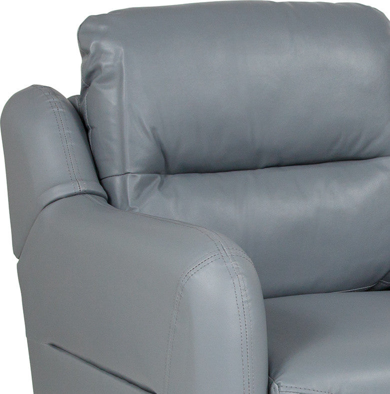 Newton Hill Upholstered Bustle Back Arm Chair in Gray Leather