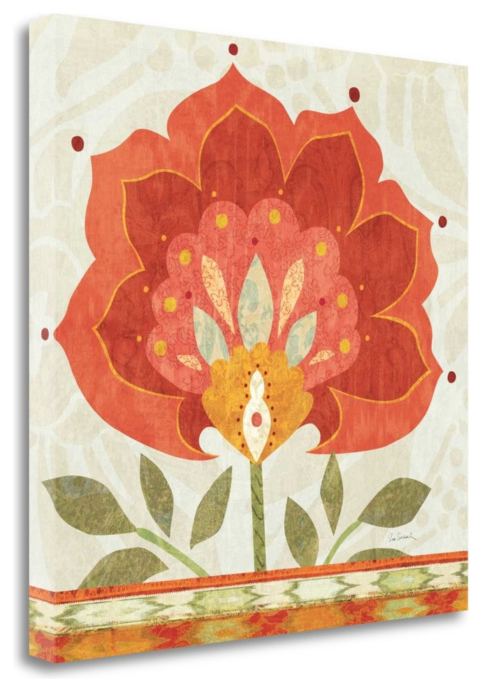 "Ikat Bloom I" By Sue Schlabach, Giclee Print on Gallery Wrap Canvas