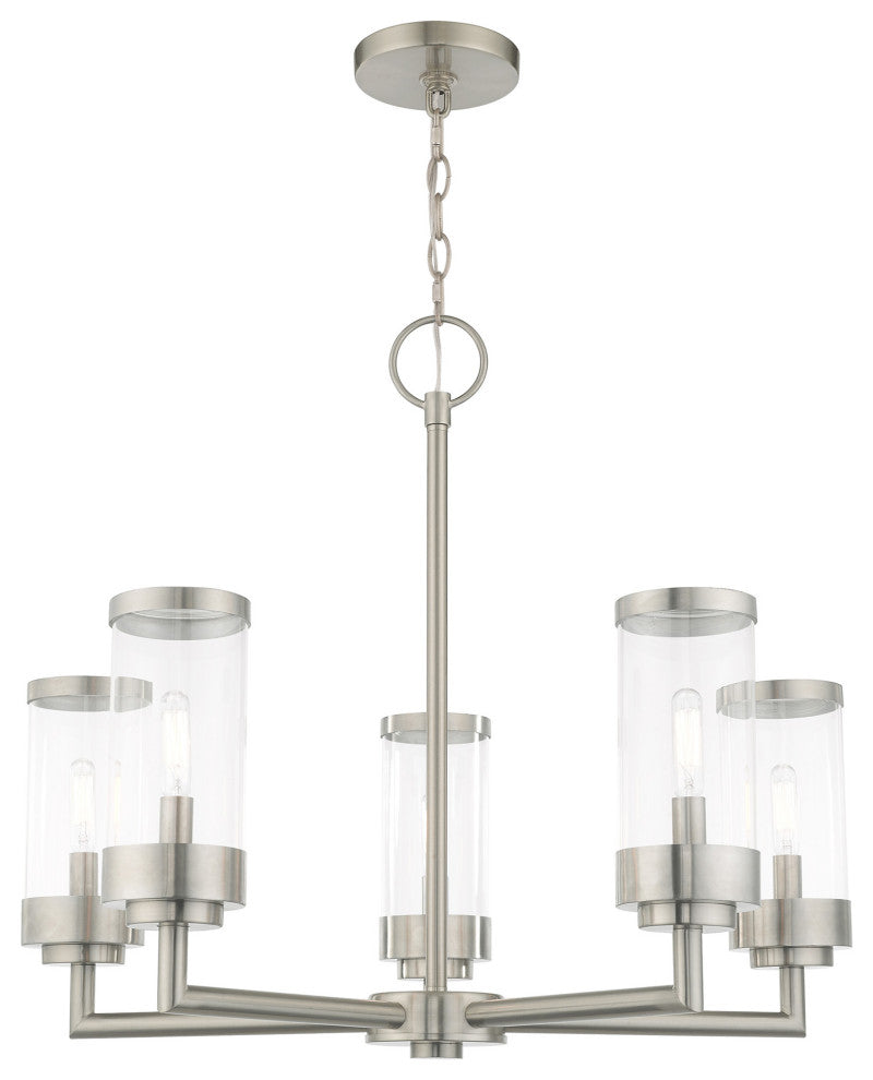 Livex Lighting Hillcrest 5 Light Brushed Nickel Outdoor Chandelier