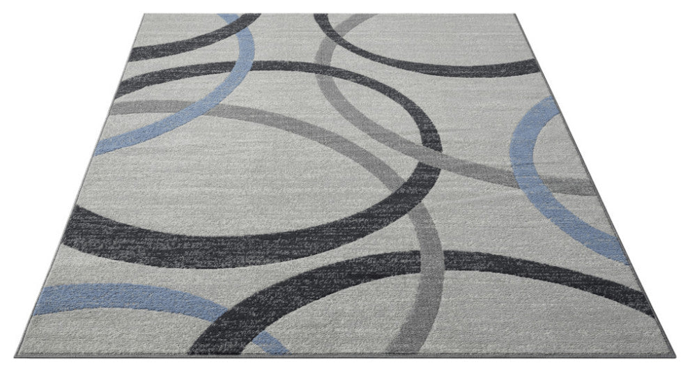 8' X 10' Blue Geometric Area Rug