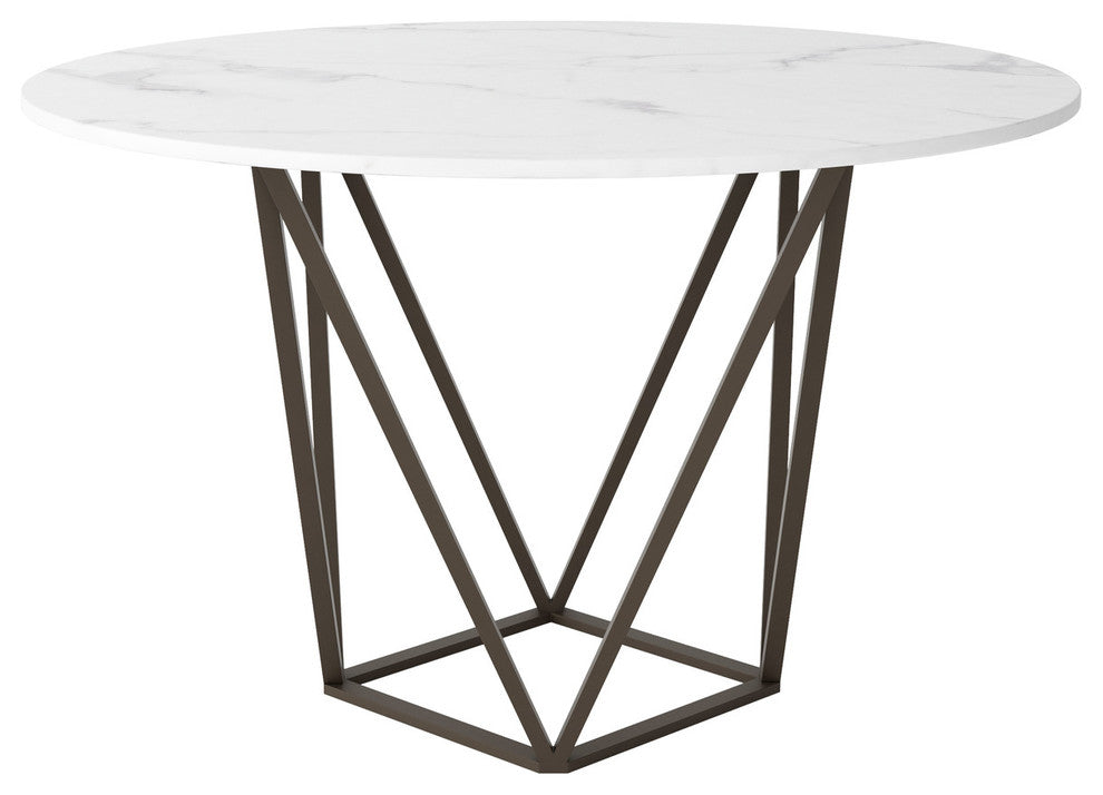 Tintern Dining Table White & Antique Brass