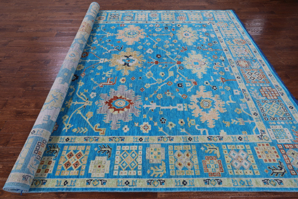 Hand Knotted Turkish Oushak Wool Rug 9' 2" X 11' 9" - Q15647