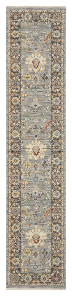 Leoness Floral Border Indoor Area Rug, Blue, 2'6" x 12'