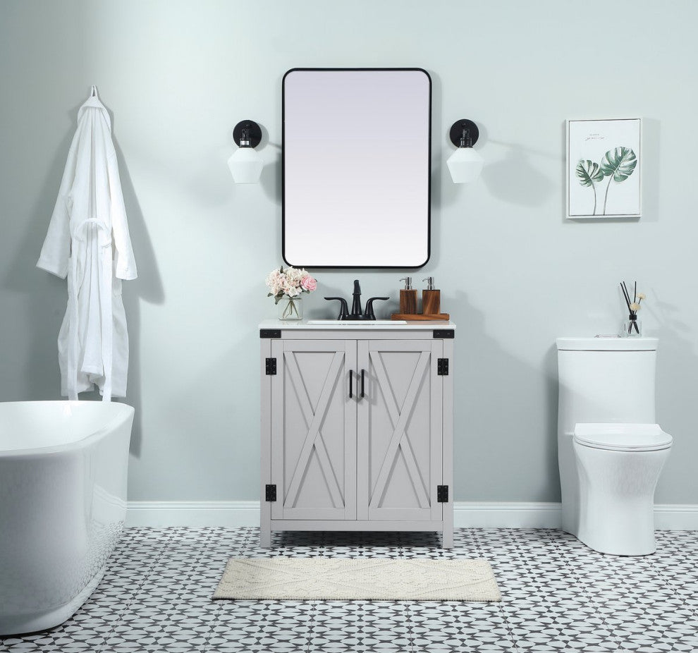 Home Living 19" Farmhouse Grey-Light Bathroom Vanity