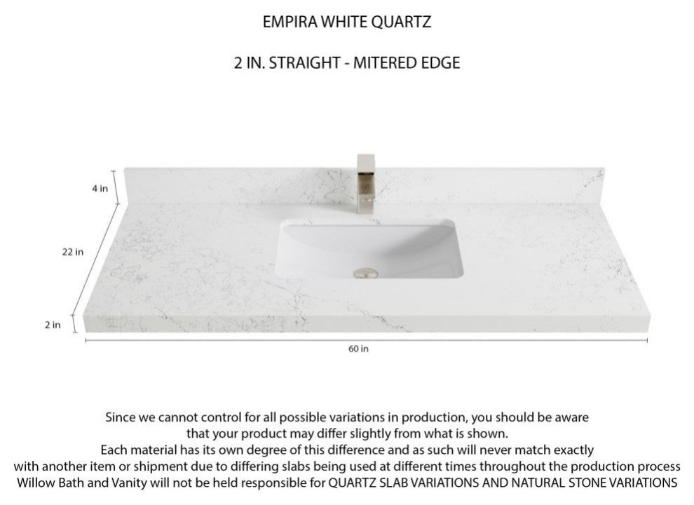 Sonoma Teak 60 Single Bathroom Vanity in Dark Natural with 2" Empira Quartz