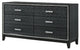 Benzara BM268901 Dresser With 6 Drawers and Shimmering Trim, Weathered Black