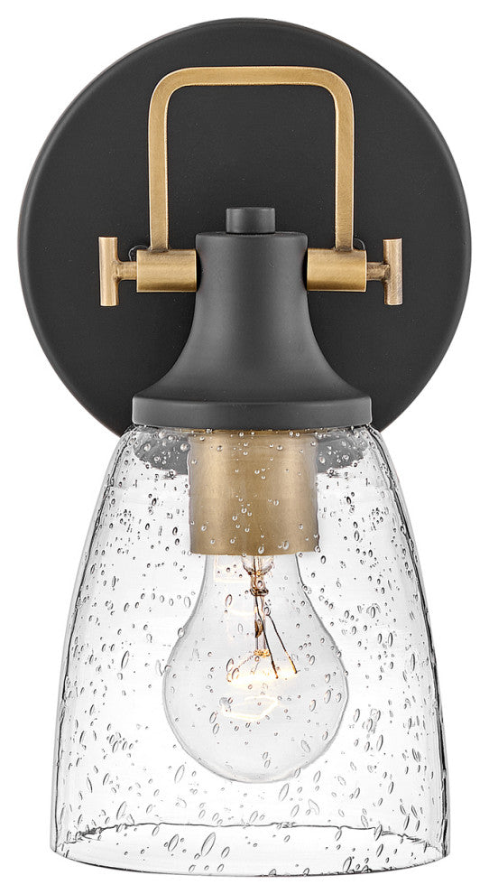 Hinkley Easton 6" Single Light Bath Vanity Fixture, Black + Heritage Brass