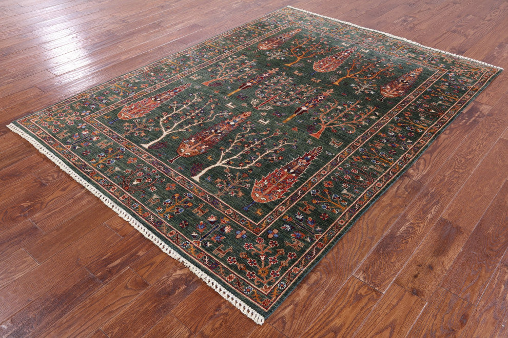 5' 9" X 7' 9" Hand Knotted Persian Gabbeh Tribal Wool Rug Q9561