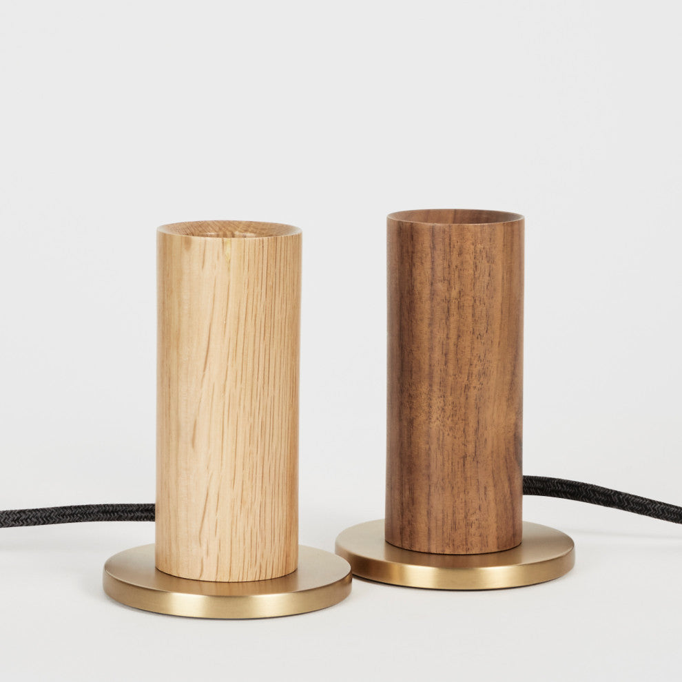 Walnut Kncukle Table Lamp With Sphere IV, Set of 2