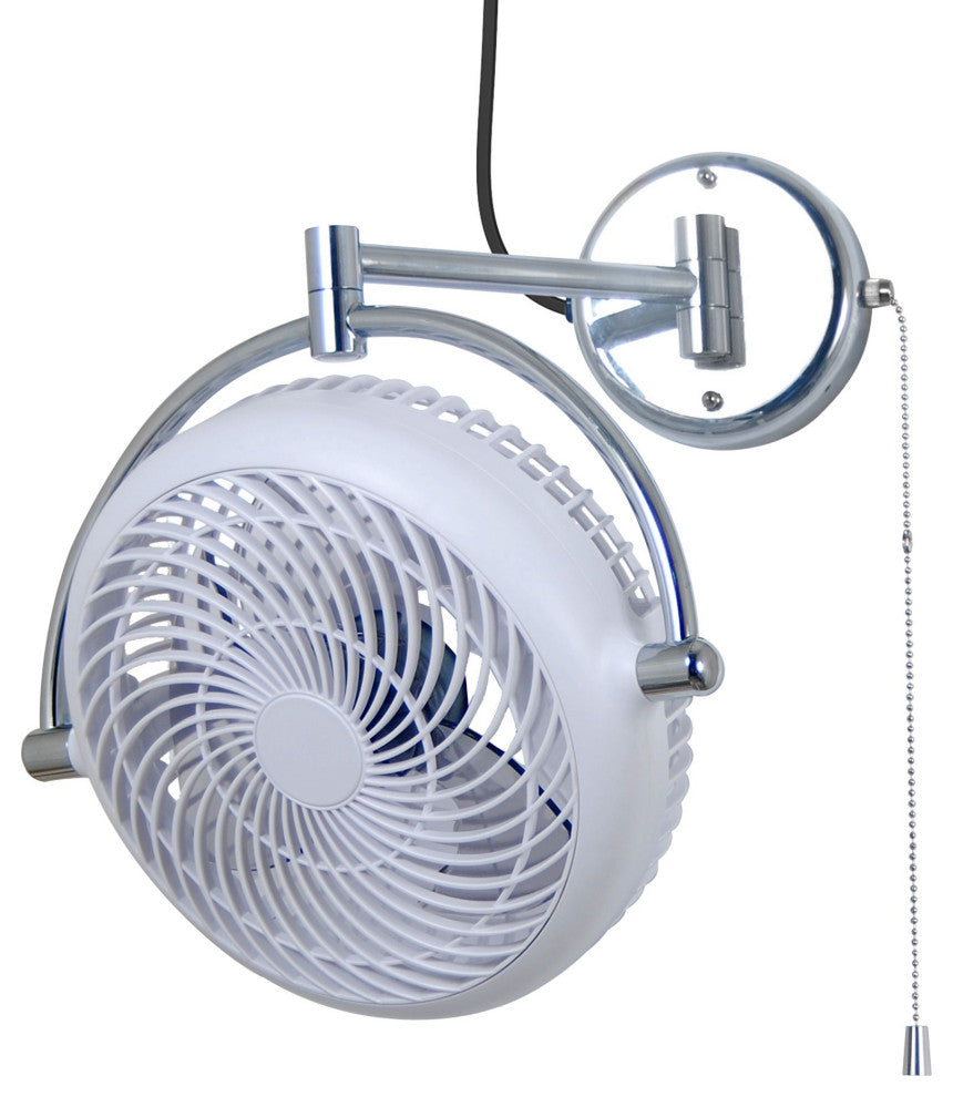Whose Lamp 8-inch Wall Fan Walnut Finish, White