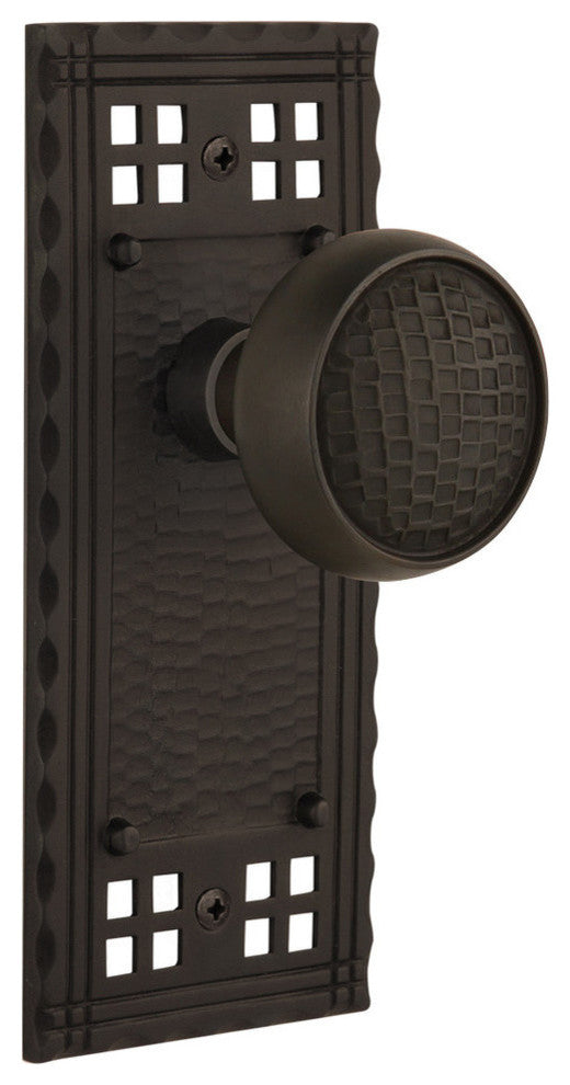 Double Craftsman Plate With Round Clear Cottage Knob, Oil-Rubbed Bronze