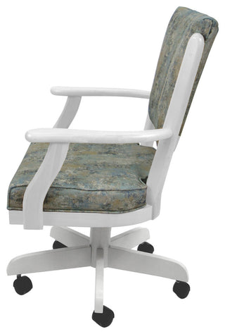 Classic Caster Swivel Dining Chair on Wheels, Solid Wood, Poet Sky - White
