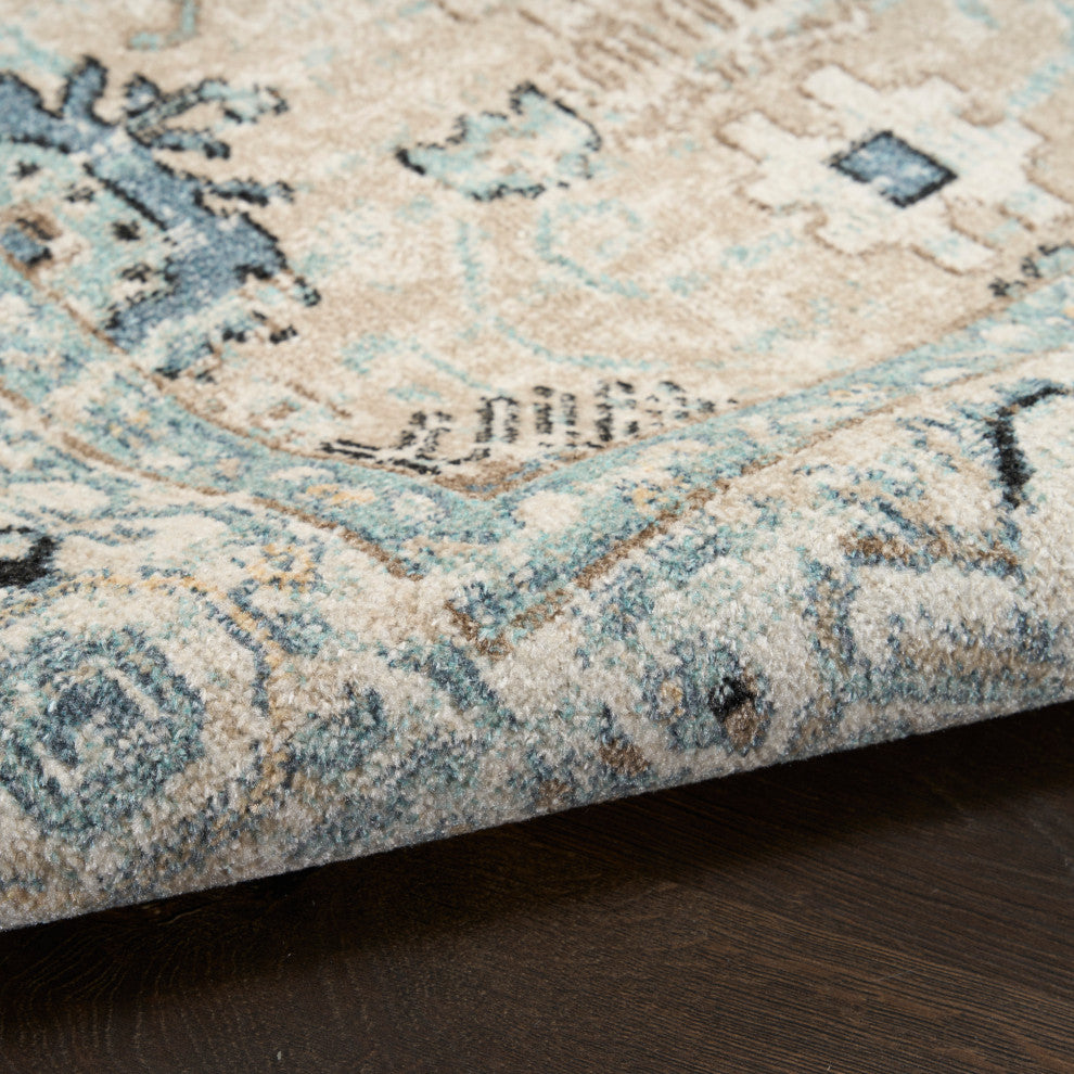Nourison Washable Decor 7'10" x 10' Taupe Blue Vintage Indoor Rug