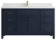 Sonoma 60 Single Sink Reeded Bathroom Vanity in Hale Navy Blue 2" White Quartz