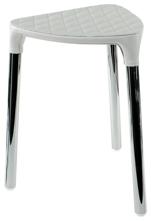 White Faux Leather Stool