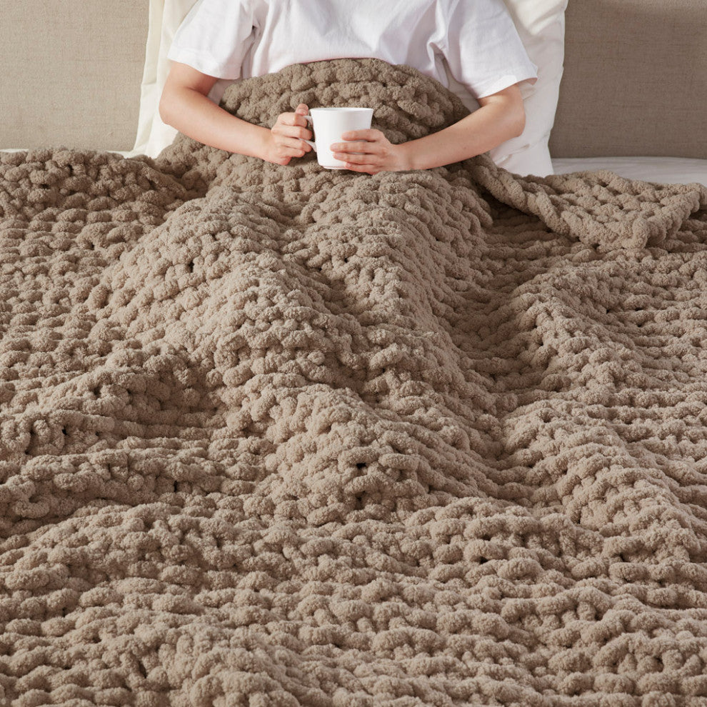 Madison Park Chenille Chunky Knit Throw