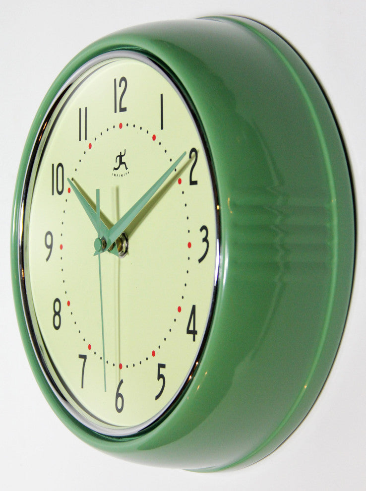 Infinity Instruments Retro Kitchen Vintage 50s Wall Clock, Green