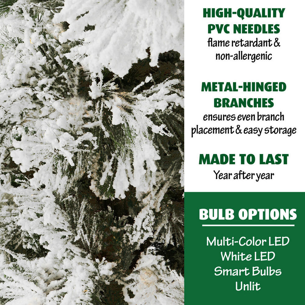 Flocked Snowy Pine Christmas Tree, 12', Without Lights