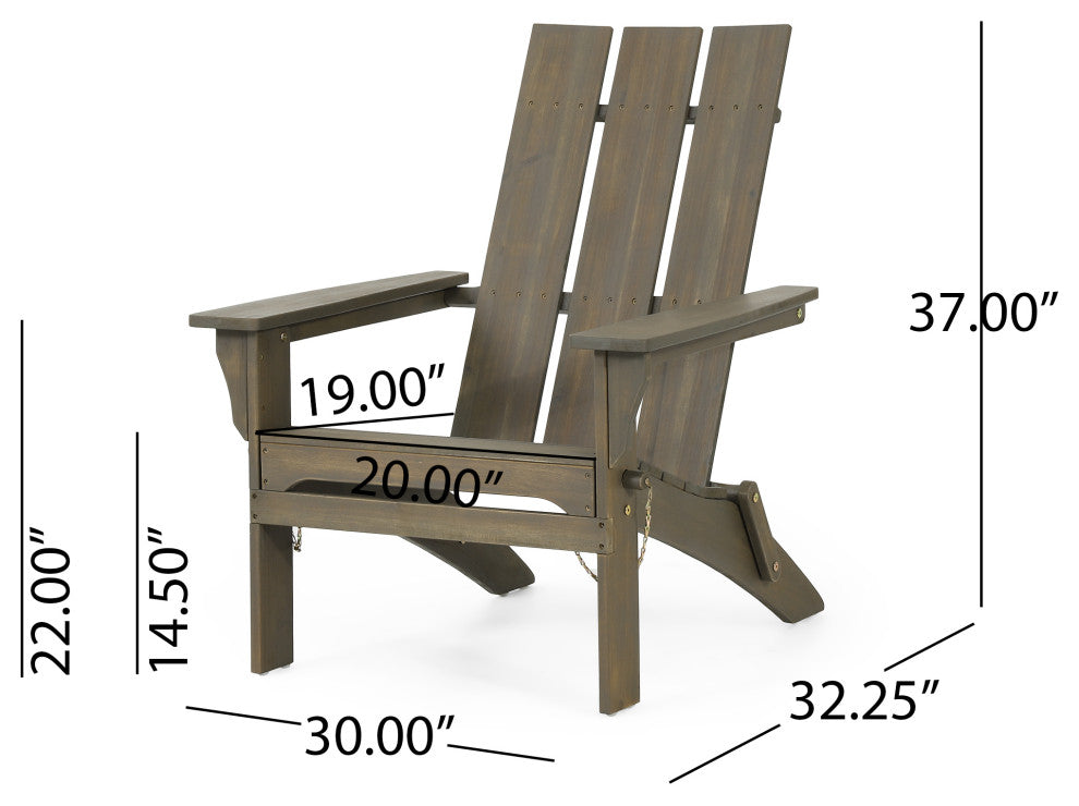 Gurekam Outdoor Foldable Adirondack Chairs, Set of 2, Gray