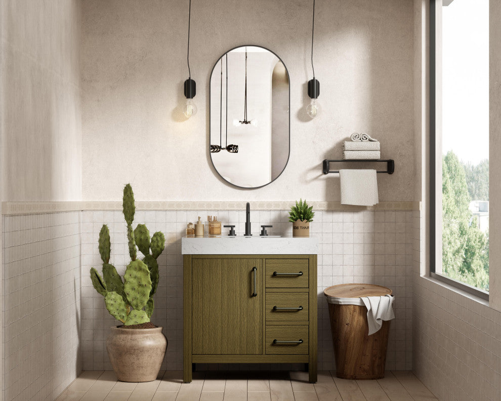 Home Living 32" Single Bathroom Vanity, Chestnut Brown