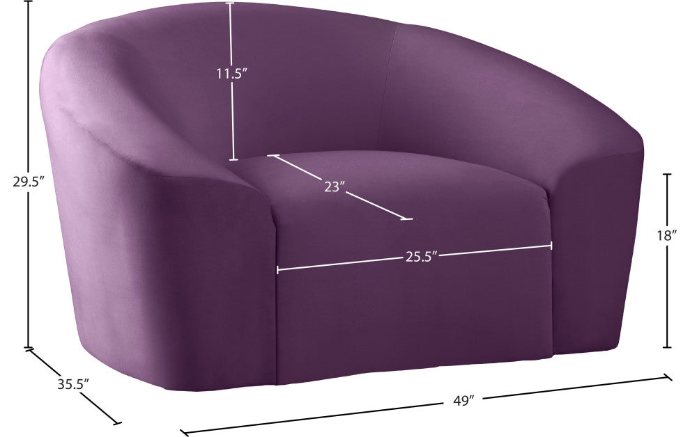Riley Velvet Upholstered Rounded Chair, Purple