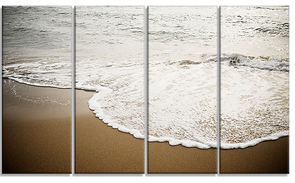 "Close-up Waves in Mediterranean Sea" Seascape Wall Art", 4 Panels, 48"x28"