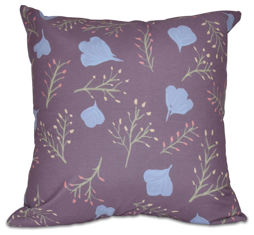 Spring Blooms, Floral Print Pillow, Purple, 18"x18"