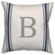 Blue Farmhouse Stripe Monogram - B 18x18 Spun Poly Pillow