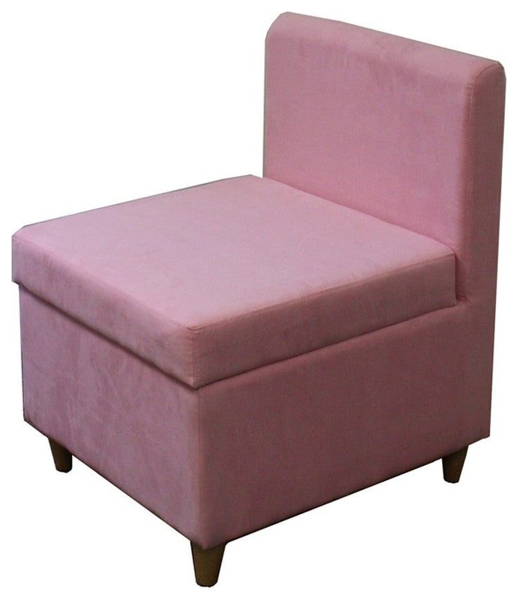 29" Mod Pink Mauve Microfiber Armless Accent Chair With Storage