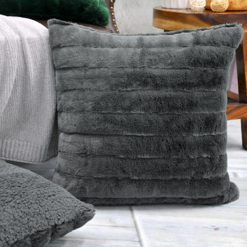 Super Mink Throw Pillow Covers, Set of 4, Charcoal, 20''x20''