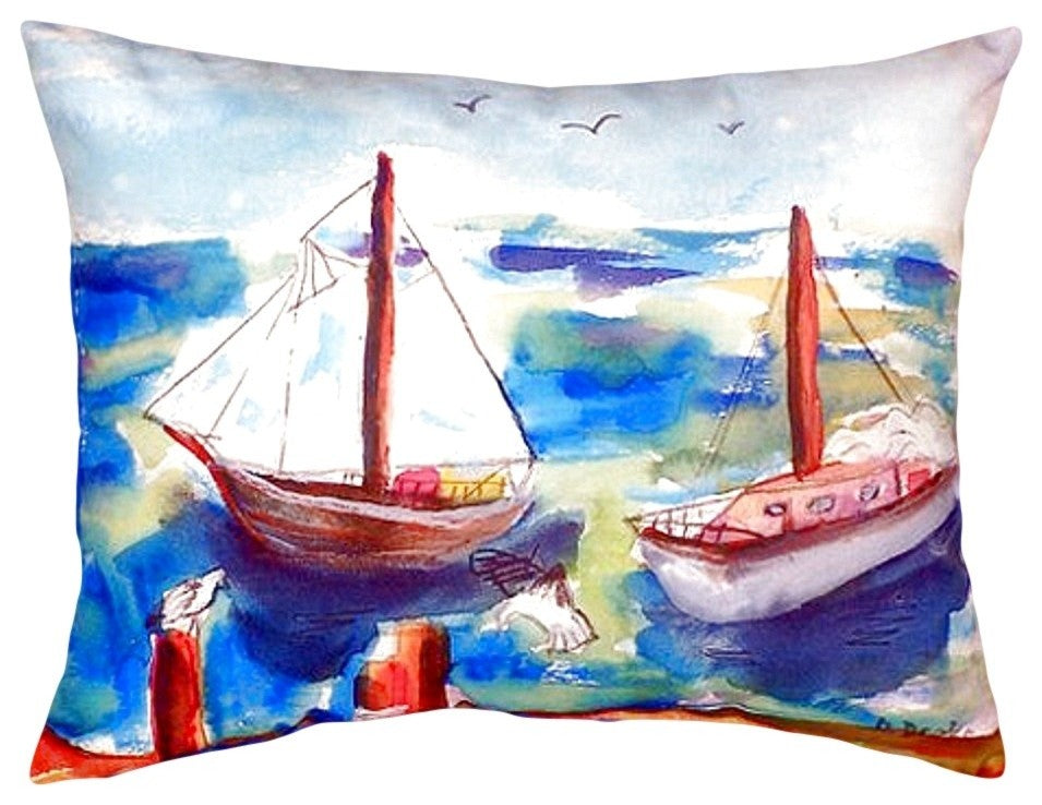 Two Sailboats No Cord Pillow - Set of Two 16x20