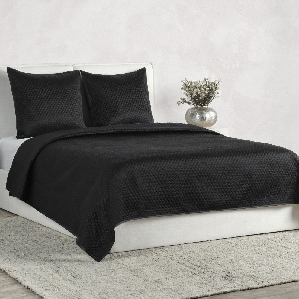 Winthrop 100% Sateen Black King Sham by Kosas Home, Black, Euro Sham
