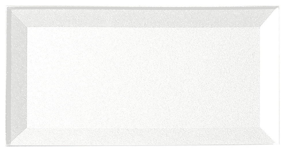 Forever 3"x6" Bevel Glass Subway Tile,Eternal White, Piece