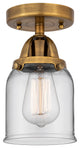 Small Bell Semi-Flush Mount, Brushed Brass, Clear, Clear