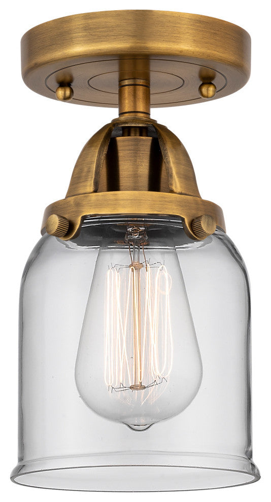 Small Bell Semi-Flush Mount, Brushed Brass, Clear, Clear