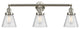 Small Cone 3-Light Bath Fixture, Seedy Glass, Satin Brush Nickel