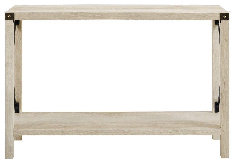 46" Rustic Farmhouse Metal X Entry Table - White Oak