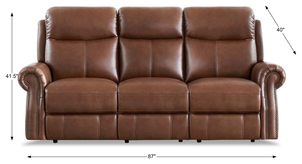 Hydeline Royce Zero Gravity Power Reclining Leather Set, Pecan Brown, Sofa