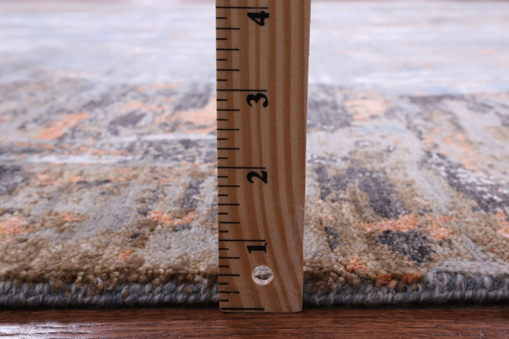 8' 1" X 10' 1" Abstract Handmade Wool and Silk Rug Q8881