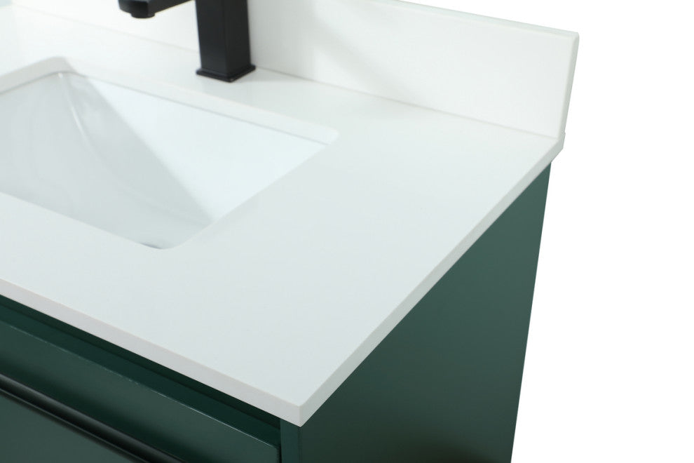 Home Living 30" Single Bathroom Vanity, Green With Backsplash