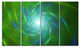 Green Fractal Whirlpool Design, Abstract Wall Art Canvas, 48"x28", 4 Panels