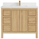 Elizabeth 42 Single Sink Bath Vanity in Light Natural Teak 2" White Quartz