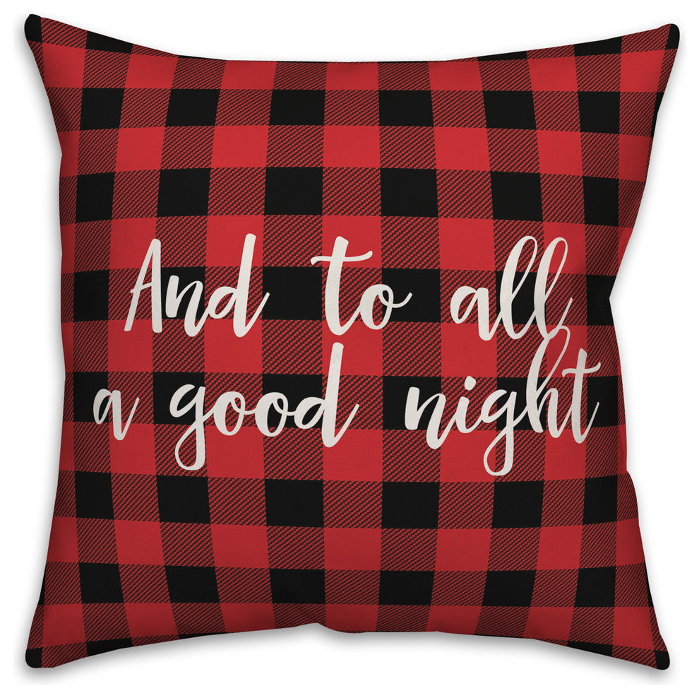And To All A Good Night, Buffalo Check Plaid 18x18 Throw Pillow